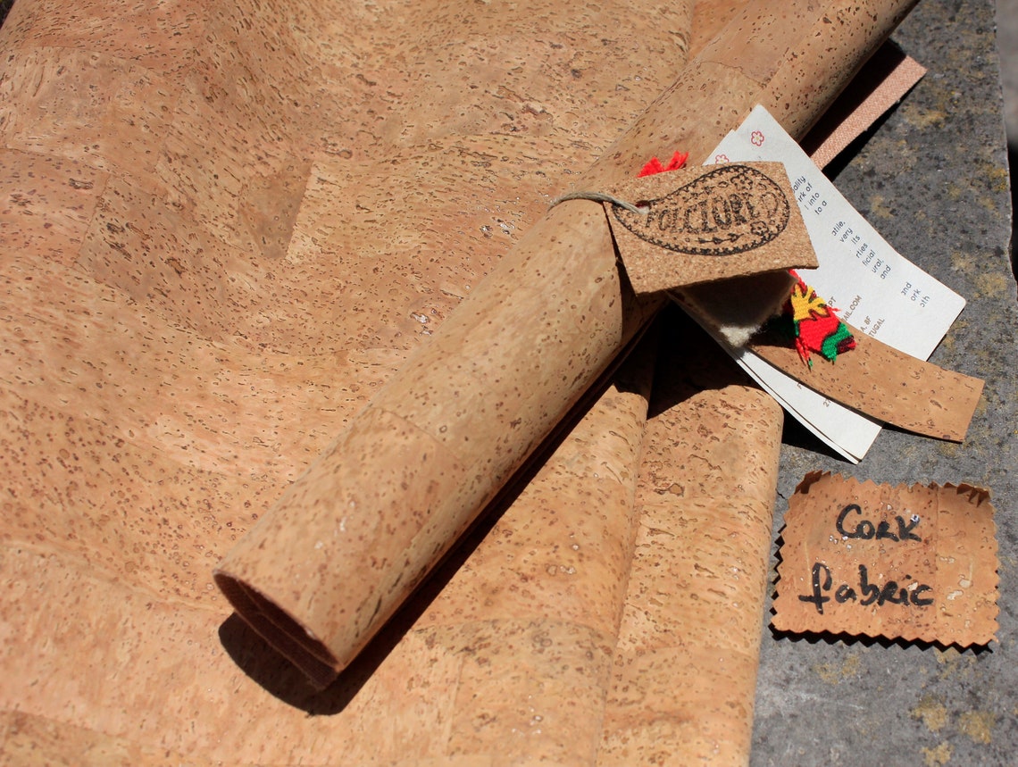 Natural cork fabric by meter / yard handcrafted in Portugal. Etsy