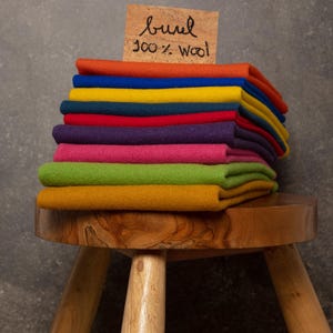 Burel -  Colored Portuguese boiled wool fabric - By the meter - Orange, Blue, Yellow, Red, Purple, Pink, Green, Mustard