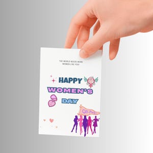 Tarjeta imprimible para el Día de la Mujer, Tarjeta para el Día de la Mujer, Tarjeta de regalo para el Día de la Mujer, Saludo imprimible para el 8 de marzo, Tarjeta para jefas, Supermamá, Compañeras de trabajo