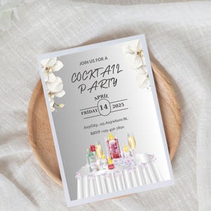 Editable Cocktail Invitation, Cocktail Birthday Invitation, Summer Dinner Invitation, Adult Party Invitation, Cocktail Party, Dinner Party