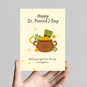 St. Patrick's Day Karte, Lucky Pot of Gold, irisches Kleeblatt, viel Luck Blessings Karte, festliches Weihnachtsgeschenk für Freunde, Grußkarte