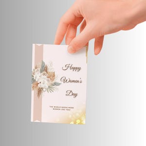 Internationale Vrouwendagkaart, afdrukbare groet van 8 maart, Vrouwendagkaart van 8 maart, speciaal cadeau voor vrouwen, direct downloaden, bloemenkaart
