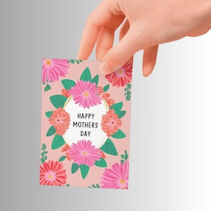 Florale glückliche Muttertagskarte, personalisierte Mutterkarte, Muttertagsgrußkarte, Geschenk für Mutter, Muttertagsgeschenk, digitale Muttertagskarte