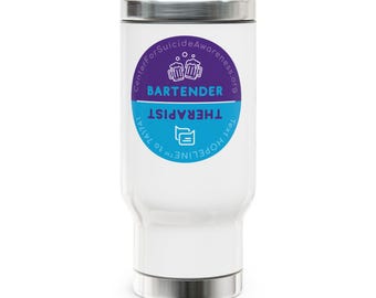 Bartender Therapist- Motivational Gift for Bartenders, Reflective Design, 14oz Coffee Tumbler, Awareness Tribute, Perfect for Gifting