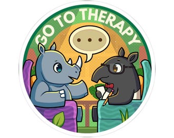Coping Critters™,  Go to Therapy - Rhino , Kiss-Cut Stickers