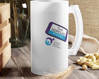 Bierpul van matglas - Bewustzijnscadeau, uniek bargerei, mok inzamelingsactie, ondersteunende drinkgerei, thuisbaraccessoire, bewustzijn geestelijke gezondheid
