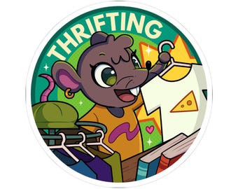 Coping Critters™,  Thrifting Rat- Kiss-Cut Stickers