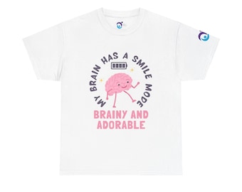 Cute Brainy and Adorable Tee, Unisex Cotton T-Shirt, Funny Gift for Students, Brain Humor Shirt, Perfect for Birthdays