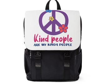 Peace and Kindness Backpack - Unisex Casual Shoulder Bag - Perfect for Everyday Use, Back to School, Students, Travel, Gift for Friends