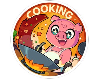 Coping Critters™,  Cooking Pig - Kiss-Cut Stickers