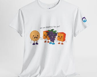 Grateful Vibes Unisex Heavy Cotton Tee, Cute Snack Friends Graphic Shirt, Comfortable Everyday Wear, Perfect Gift for Foodies, Fun