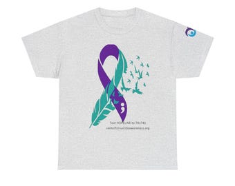 Unisex Heavy Cotton Tee - Hope & Awareness, Suicide Prevention Shirt, Mental Health Tee, Supportive Apparel, Gift for Loved Ones