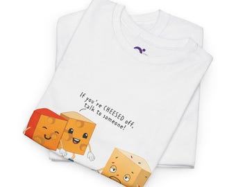 Cheesy Humor Unisex Heavy Cotton Tee, Funny T-Shirt for Cheese Lovers, Cute Gift for Foodies, Humorous Apparel, Fun Conversations