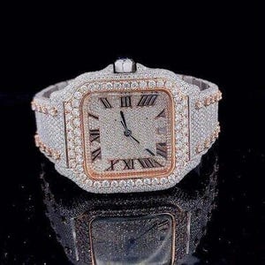 Luxury Moissainaite diamond stainless steel & gold diamond watch