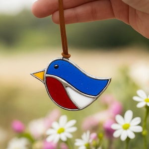 Handmade Stained Glass Bird – Robin Suncatcher Ornament