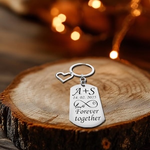 Personalized Metal Keychain with Custom Engraving and Your Photo Print – Unique Valentine’s Day Gift for Him and Her with little heart