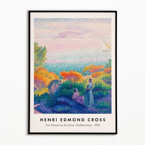 Henri Edmond Cross Print | The Women by the Shore, Henri Edmond Cross Poster, Museum Exhibition Poster, Living Room Decor, Vintage
