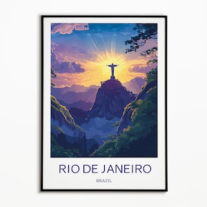 Rio de Janeiro travel print - Brazil, Rio print, Rio poster, Rio illustration, Brazil poster, Birthday present, travel gift, Custom Text