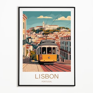 Lisbon travel print - Portugal, Lisbon poster, Lisbon tram, wedding gift, Birthday present, Custom Text, Personalised Gift