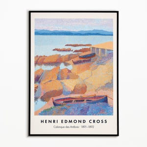 Henri Edmond Cross Print | Calanque des Antibois, Henri Edmond Cross Poster, Museum Exhibition Poster, Living Room Decor, Vintage Exhibition
