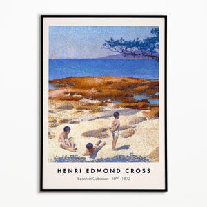 Henri Edmond Cross Print | Beach at Cabasson, Henri Edmond Cross Poster, Museum Exhibition Poster, Living Room Decor, Vintage Exhibition
