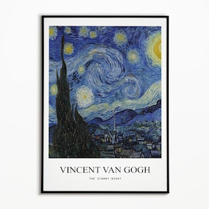Van Gogh Druck | Sternennacht Druck, Van Gogh Poster, Museum Ausstellungsplakat, Van Gogh Gemälde, Museumswandkunst, Blumendrucke