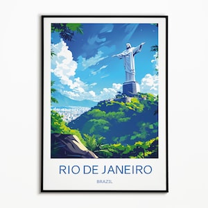 Rio de Janeiro travel print - Brazil, Rio print, Rio poster, Rio illustration, Brazil poster, Birthday present, travel gift, Custom Text