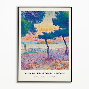 Henri Edmond Cross Print | La Plage de Saint Clair, Henri Edmond Cross Poster, Museum Exhibition Poster, Living Room Decor, Vintage Poster