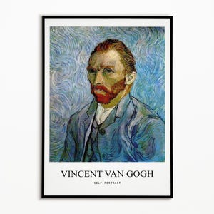 Van Gogh Print | Self Portrait Print, Van Gogh Poster, Museum Exhibition Poster, Van Gogh Paintings, Museum Wall Art, Flower Prints