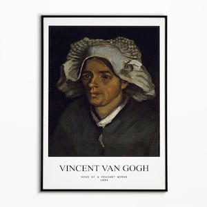 Van Gogh Druck | Kopf einer Bäuerin Druck, Van Gogh Poster, Museum Ausstellungsplakat, Van Gogh Gemälde, Museumswandkunst, Blumendruck