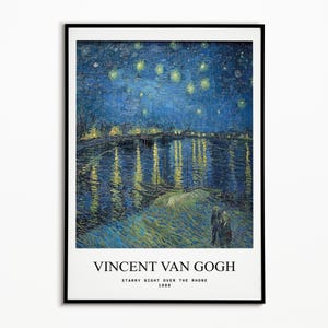 Van Gogh Druck | Sternenklare Nacht über der Rhone Druck, Van Gogh Poster, Museum Ausstellungsplakat, Van Gogh Gemälde, Museum Wandkunst