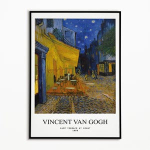 Van Gogh Druck | Cafe Terrasse bei Nacht Druck, Van Gogh Poster, Museum Ausstellungsplakat, Van Gogh Gemälde, Museum Wandkunst, Blumendrucke