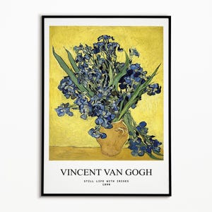 Van Gogh Druck | Stillleben mit Iris Druck, Van Gogh Poster, Museum Ausstellungsplakat, Van Gogh Gemälde, Museum Wandkunst, Blumendruck