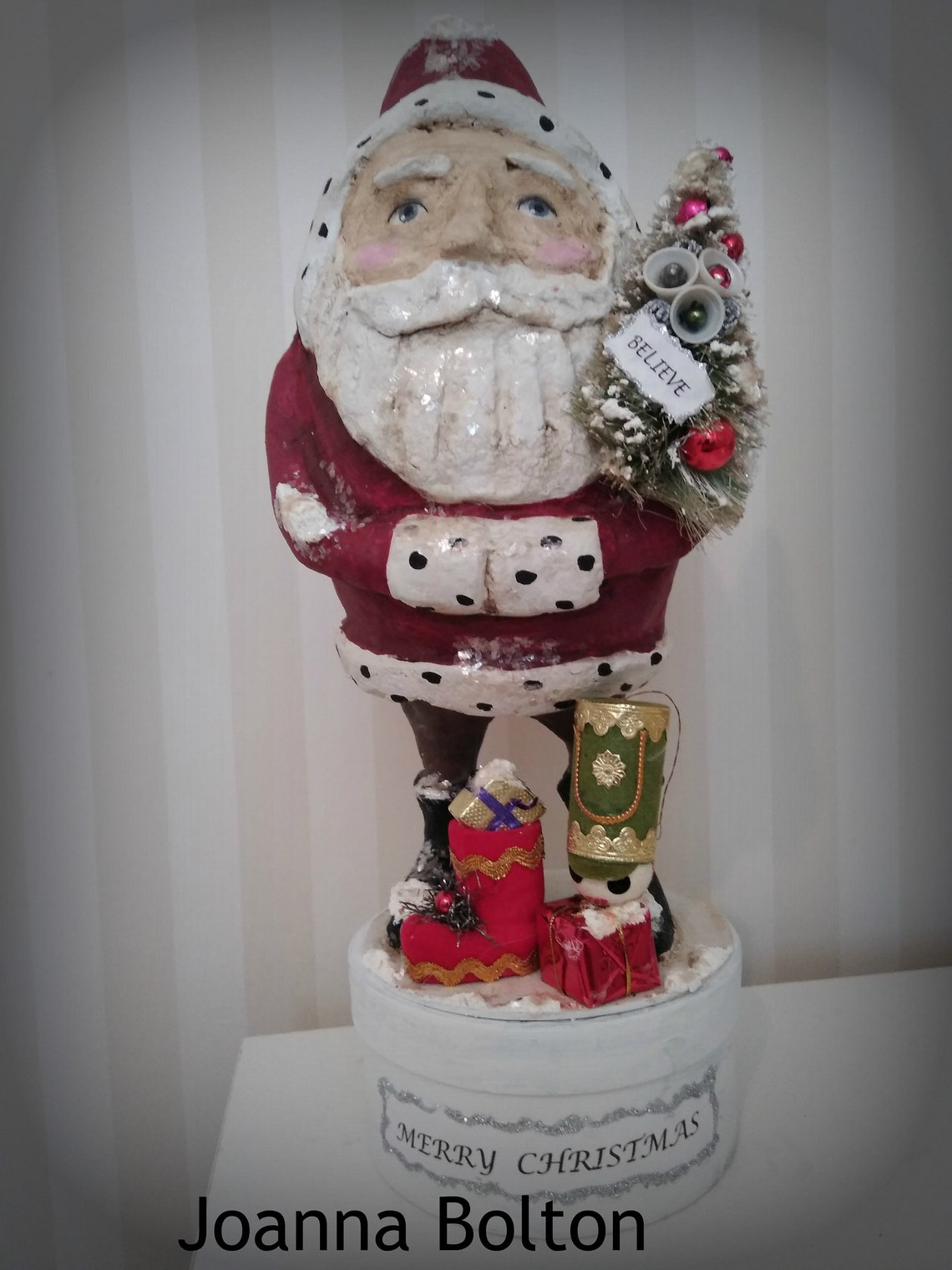 Santa Claus paper mache vintage style art doll Christmas Etsy
