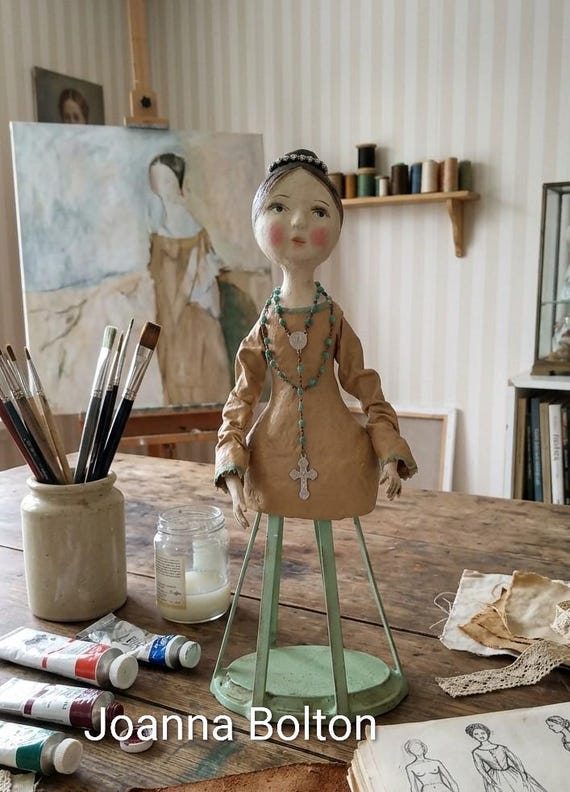 OOAK Santos cage doll religious folk art, Mix Media , Altar spirit , Handcrafted 16" tall