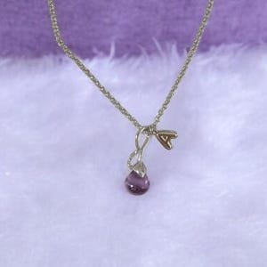 Collar de amatista, colgante de lágrima con gema, joyería con inicial personalizada, regalo de piedra de nacimiento de febrero, collar de plata de ley, letra personalizada