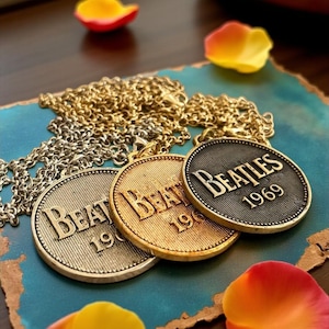 Vintage Beatles 1969 Double Sided Pendant Necklace,Retro Rock Music Jewelry for Fans &Collectors,Beatles Necklace