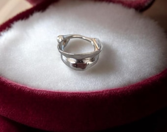 Adjustable 925 Sterling Silver Ring, Minimalist Open Band