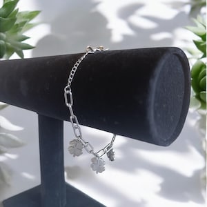Lucky Bracelet, Silver Bracelet, Four Leaf Clover, Clover Charm Bracelet, Minimalist Jewelry, Gift For Her, Dainty Bracelet, Birthday Gift