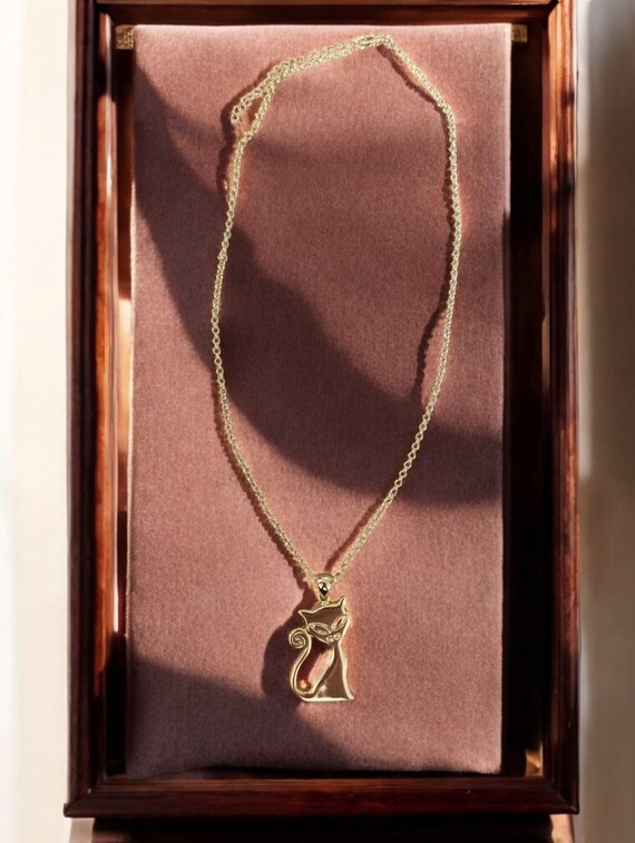 Collana Con Ciondolo Gatto Argento: Design Minimal Con Strass, Catena Inclusa - 4