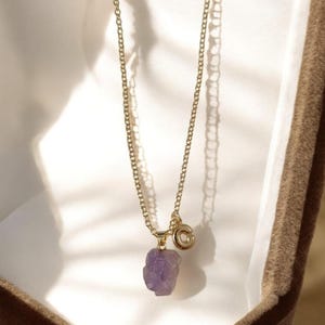 Amethyst Necklace, Gold Plated Silver Necklace, February Birthstone, Pisces Jewelry, Aquarius Jewelry, Purple Stone Necklace, Birthday Gift