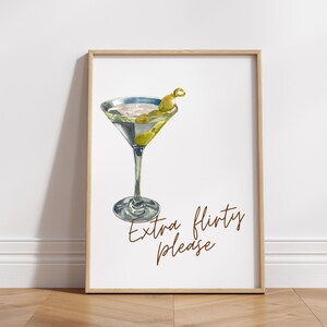 Martini Cocktail Trendy Print Bar Cart Decor