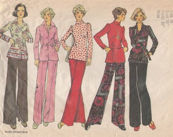 Simplicity 6029 1970's Misses' and Women's Top, Blouse and Pants