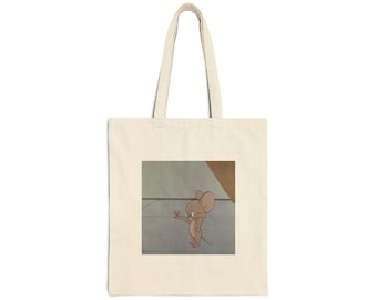Bolsa de lona de algodón con diseño de ratón de dibujos animados vintage: regalo para amantes del anime
