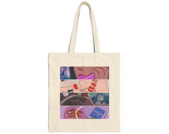 Anime Cotton Canvas Tote Bag: Eco-Friendly Beach Shopping Bag