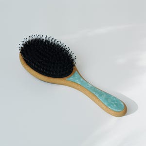 Miss K Ocean Pearl Brush & Comb Set, bamboo hair brush and comb set, handmade luxury bamboo hair brush for frizzy hair, wooden hair brush