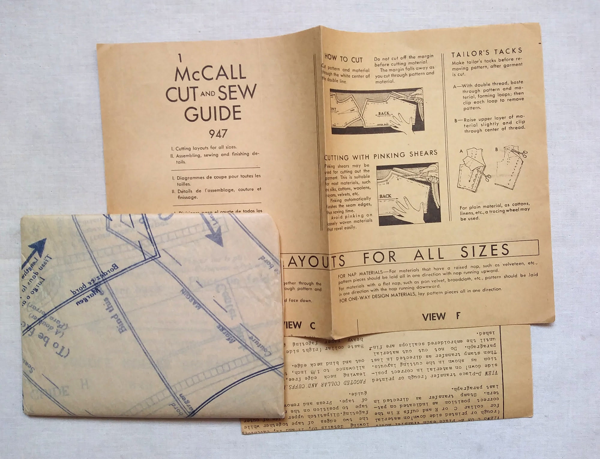 Original Vintage 1940s Mccall 947 Sewing Pattern Collars - Etsy