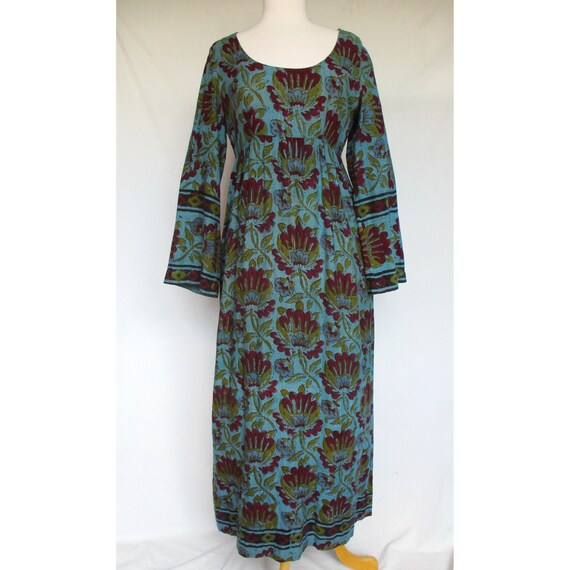 Vintage 1970s Indian Block Print Cotton Dress Maxi Bell - Etsy