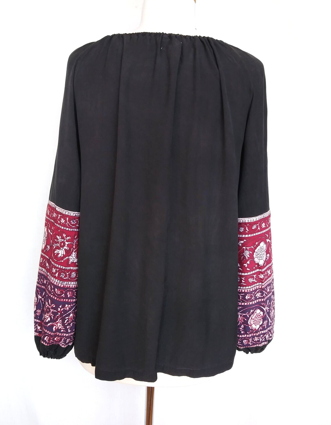 Vintage 1970s Indian Peasant Top Blouse Rayon Block Print Etsy