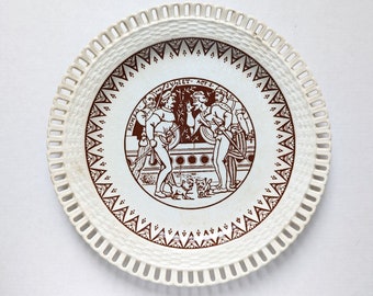 Antique Victorian Romeo and Juliet Plate, Mintons, John Moyr Smith, 1870s